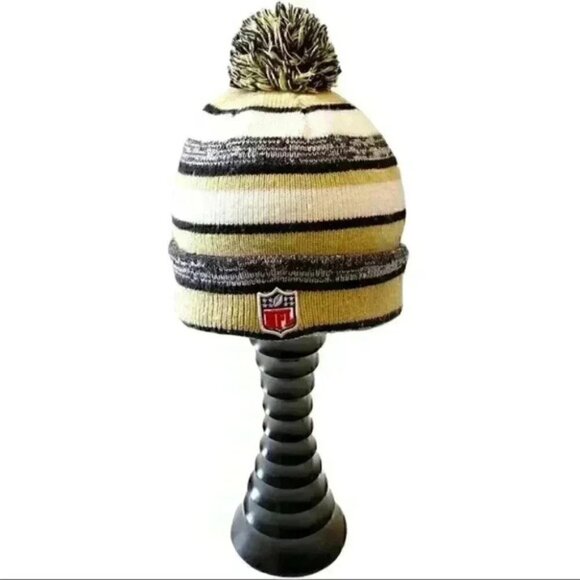 New Era NFL New Orleans Saints Hat Toque Beanie Pom Pom Yellow Black White - Picture 5 of 11